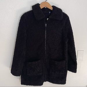 Uniqlo Kids Black Fluffy Yarn Fleece Coat Jacket NWT